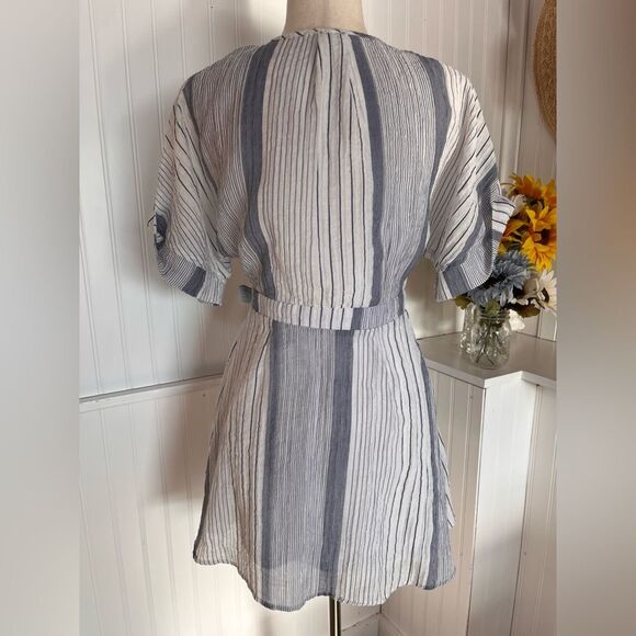 Sienna Sky Blue  Striped Wrap Dress - Picture 2 of 5